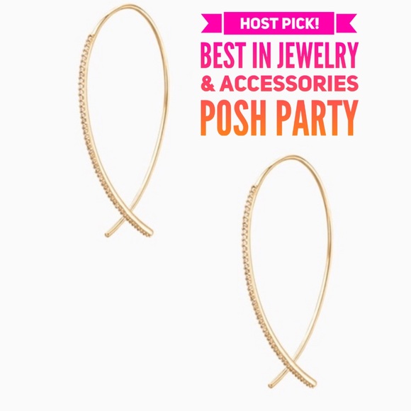 Stella & Dot Jewelry - Stella and Dot | Retired⚜️GOLD Pavé Arc Modern Hoop Earrings